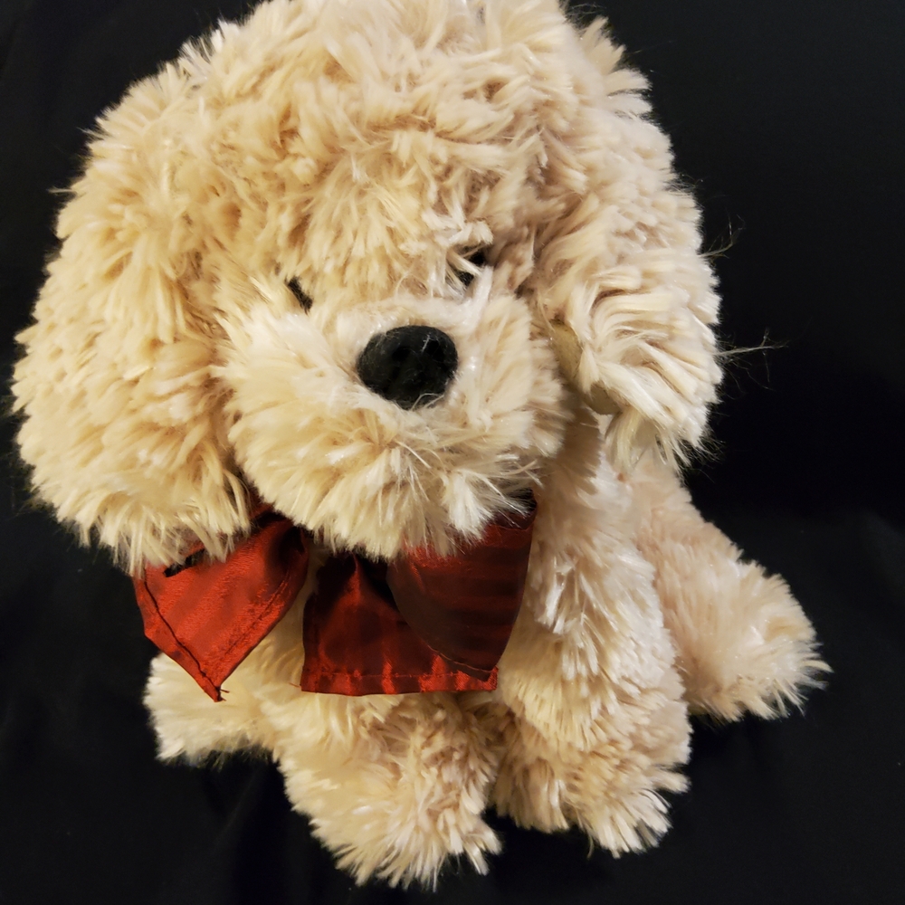 Vintage Settler Bears Dog Plush Toy with Red Bow "RARE"